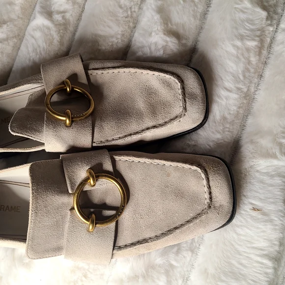 Frame Denim Cream and Gold Flats with Horsebit Detail - Picture 9 of 9